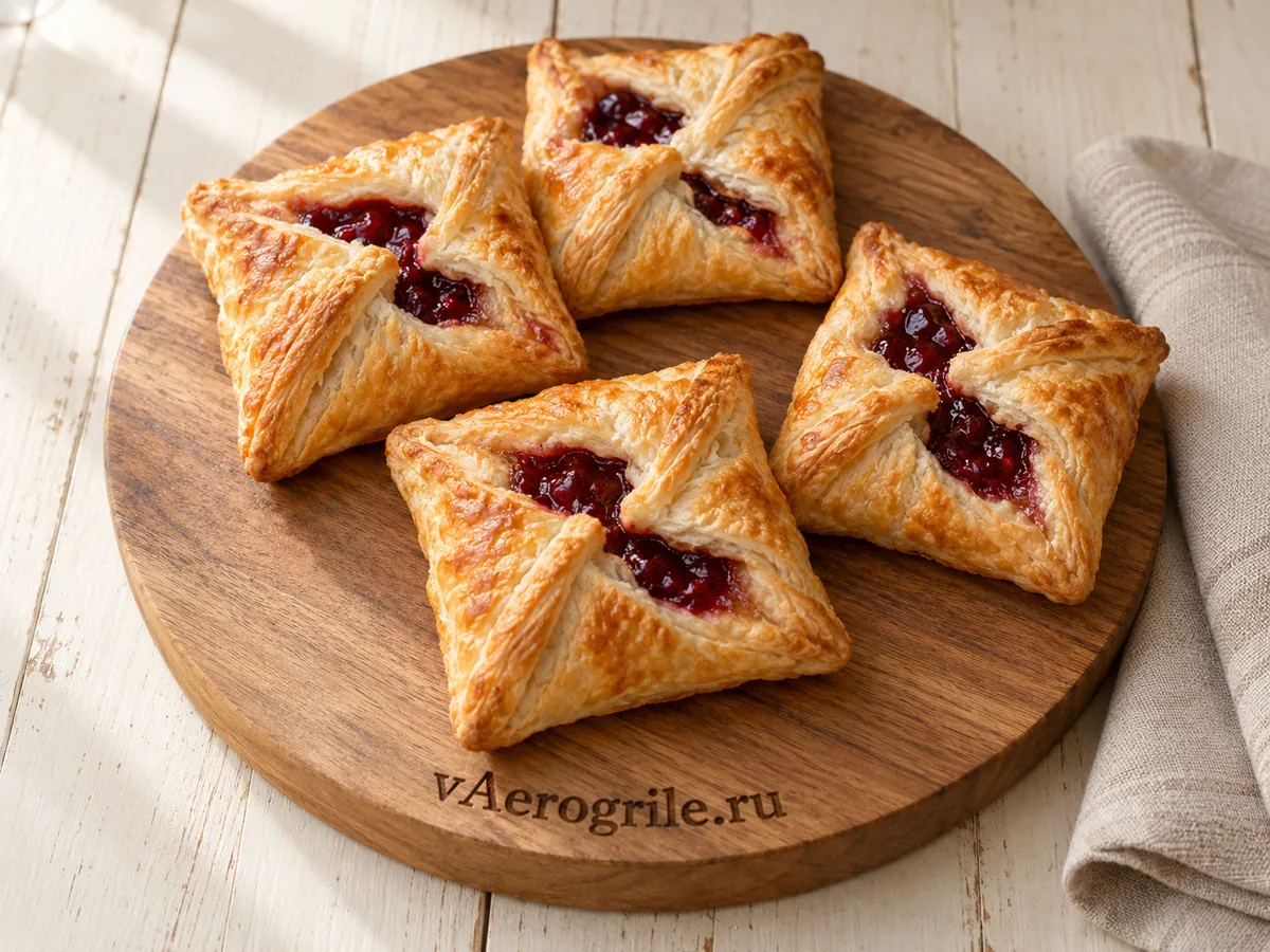 Конвертики из слоеного теста с джемом