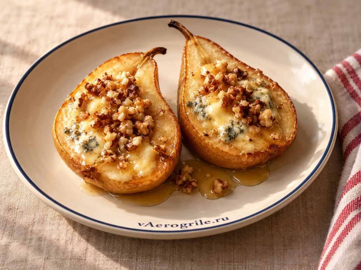Груша с сыром, орехами и мёдом