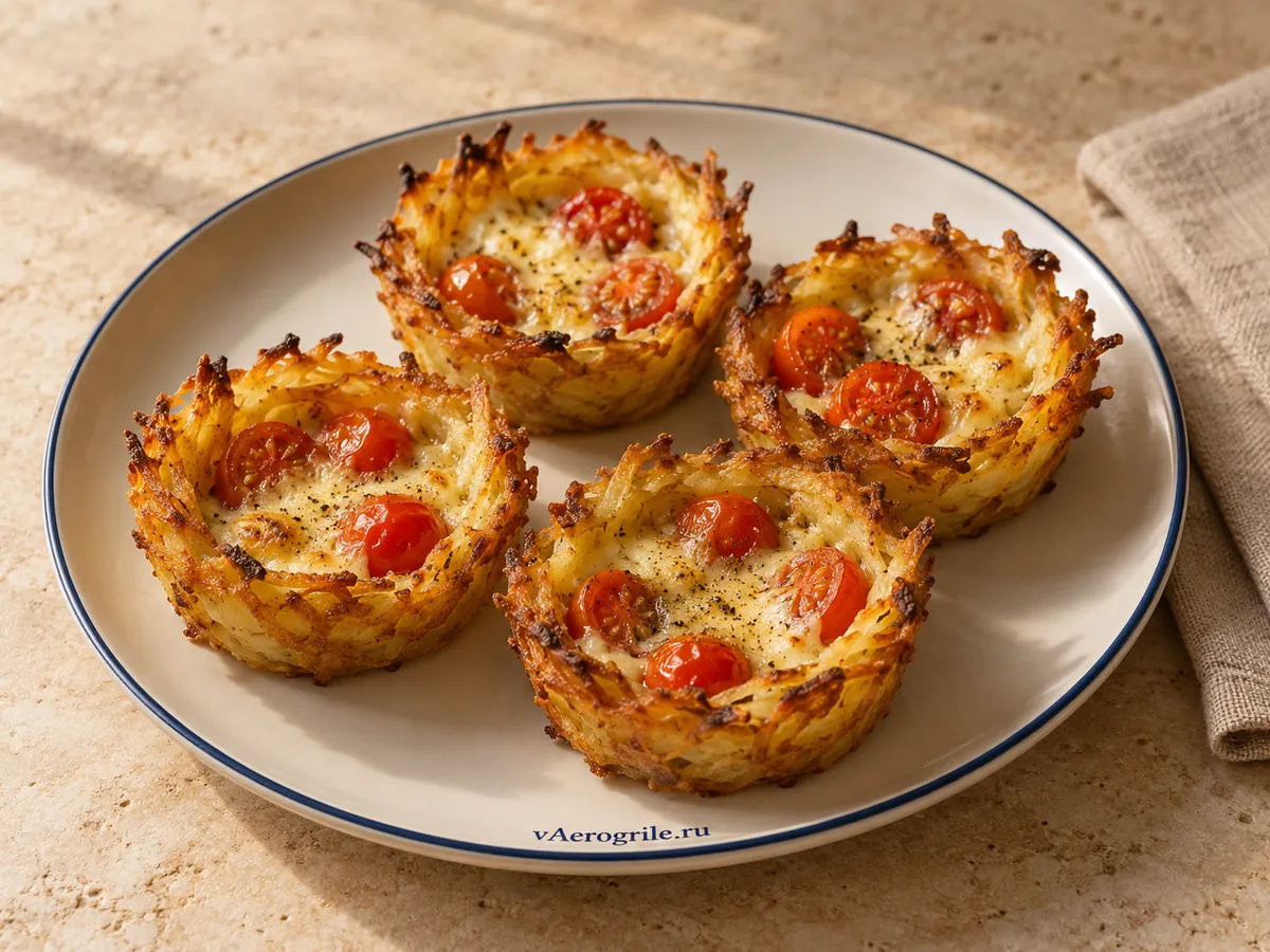 Корзинки из картофеля с черри и сыром