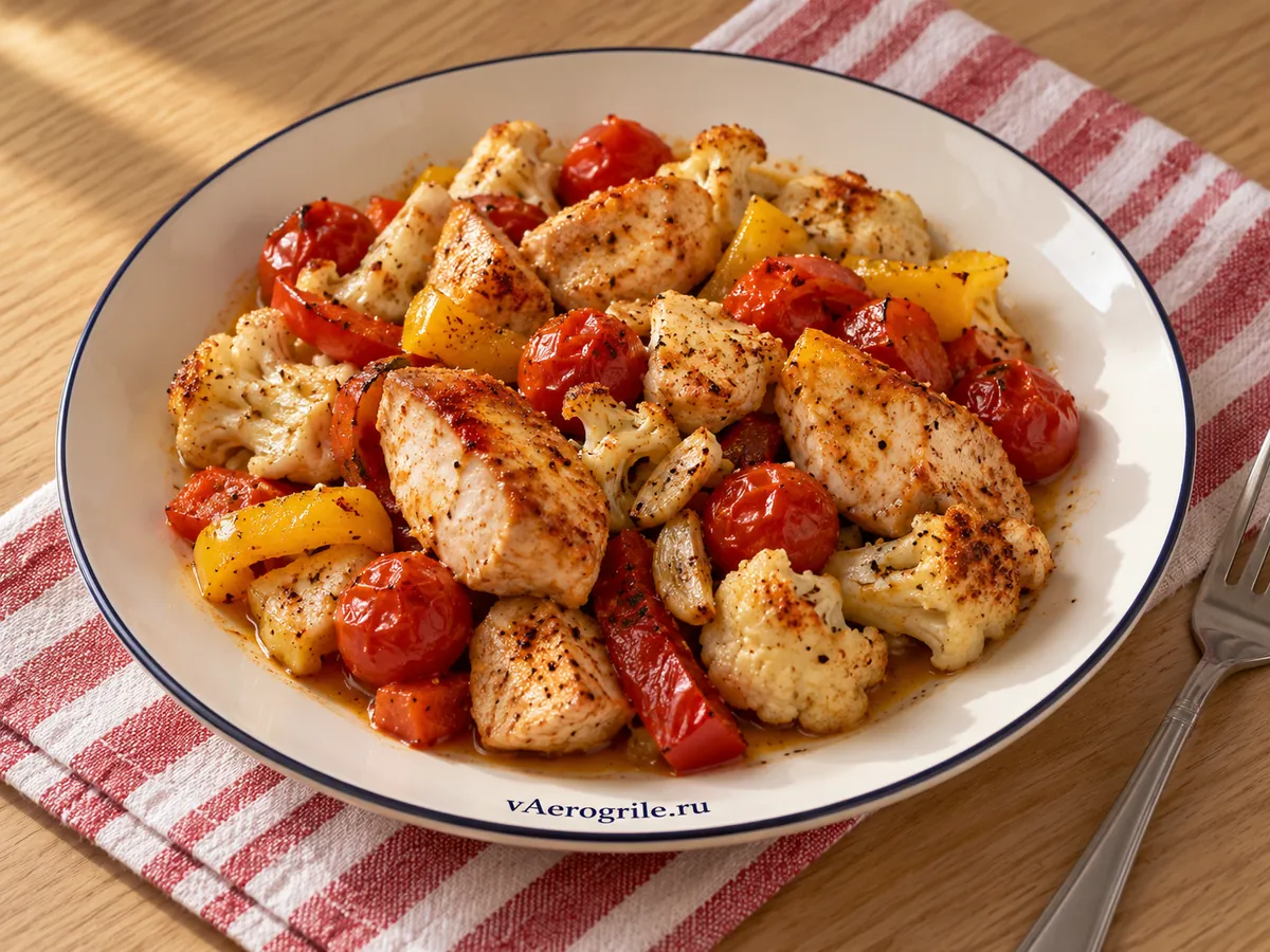 Куриная грудка с овощами и черри