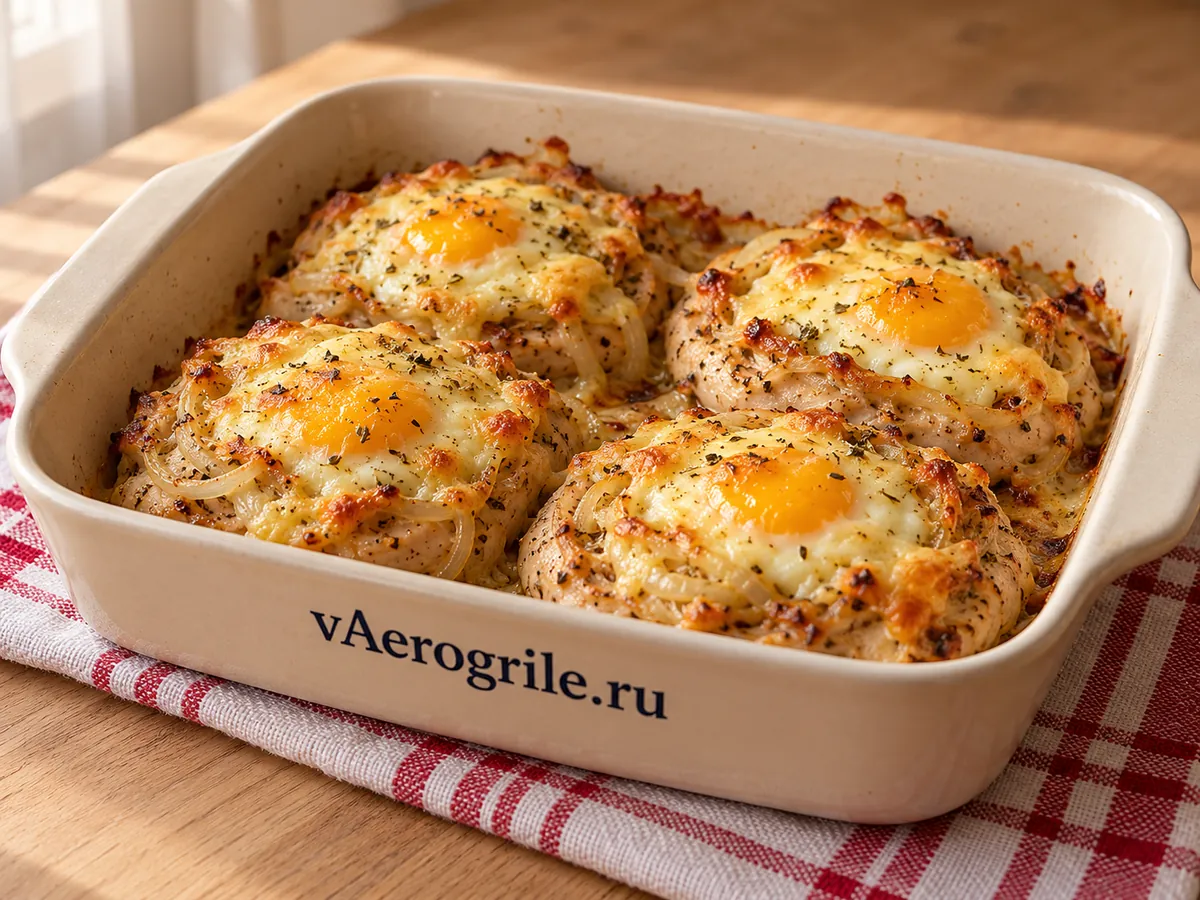 Гнезда куриные с яйцом и сыром