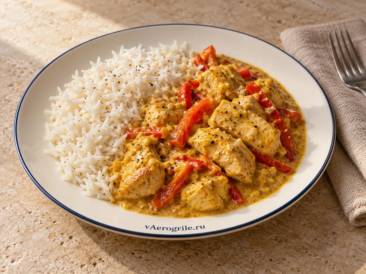 Курица карри с кокосовым молоком и рисом