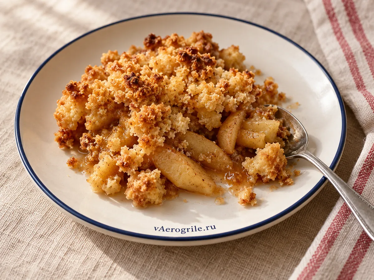 Яблочный десерт с песочной крошкой