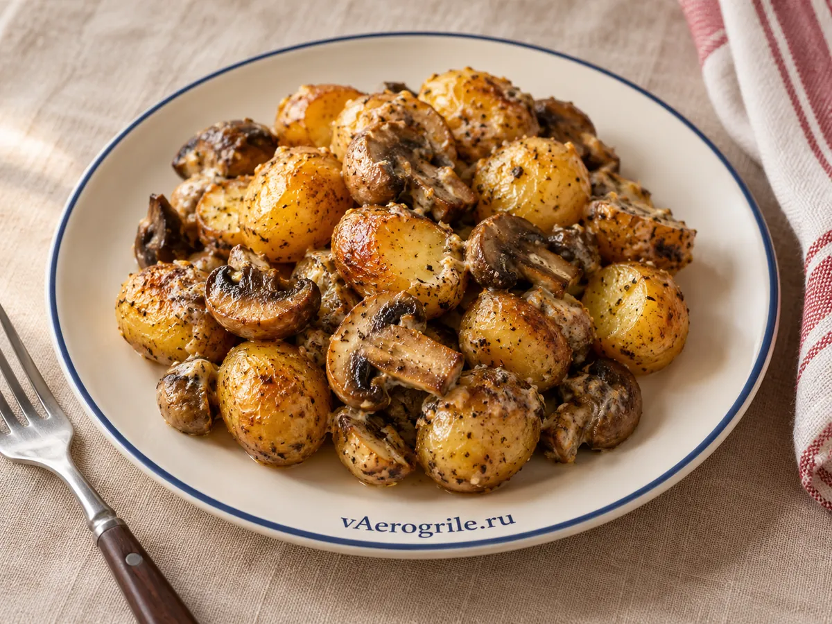 Мини-картофель с шампиньонами