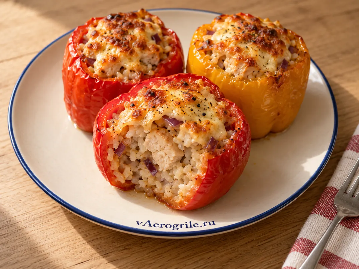 Фаршированные перцы с рисом и курицей