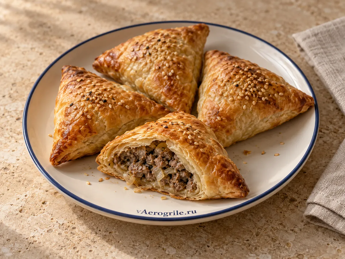 Самса с бараниной из слоёного теста