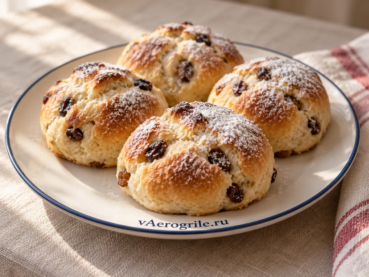 Булочки с изюмом без дрожжей