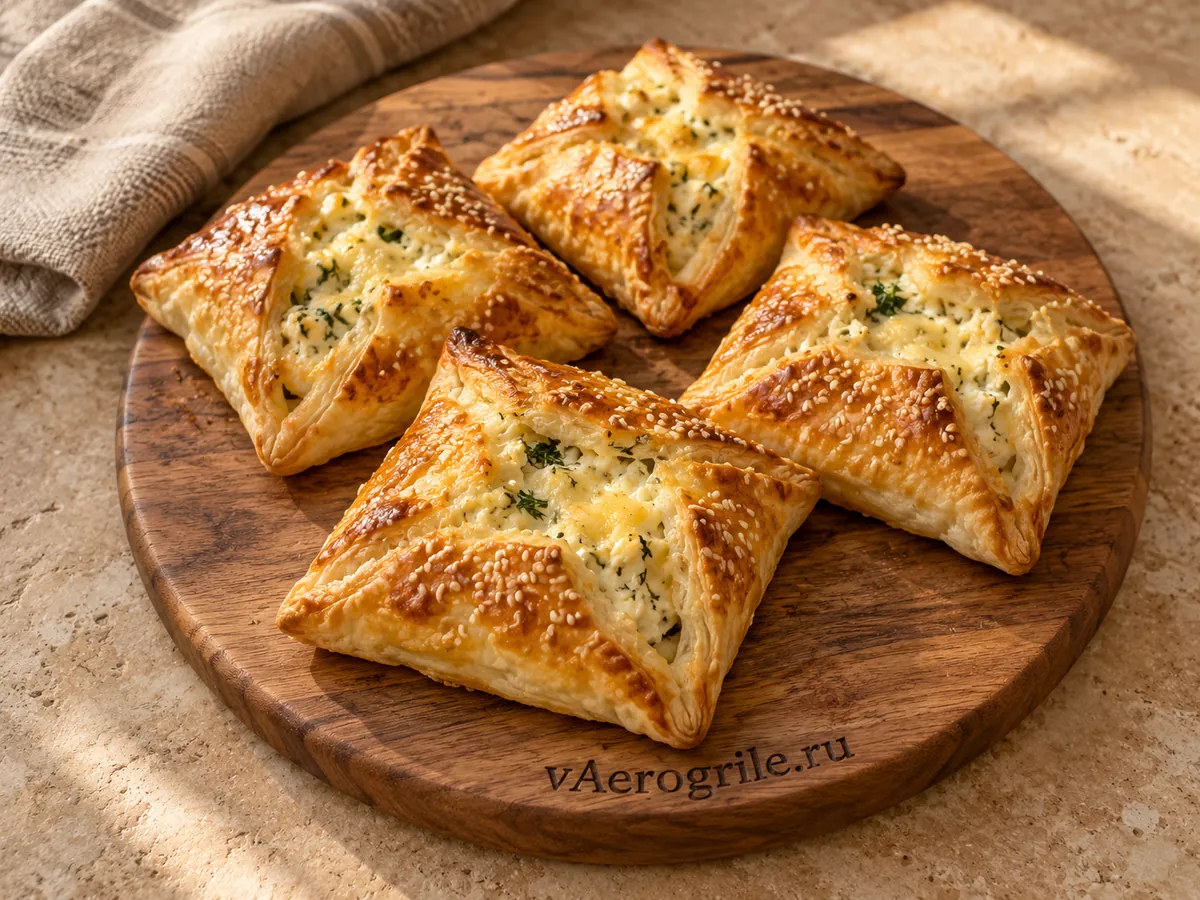 Слоёные конвертики с творогом и сыром