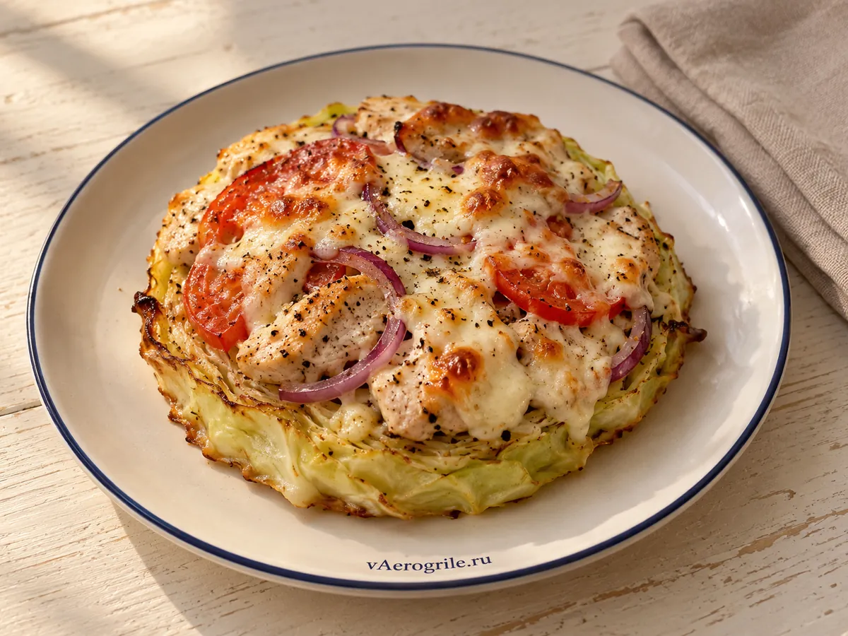 Стейк из капусты с куриной грудкой
