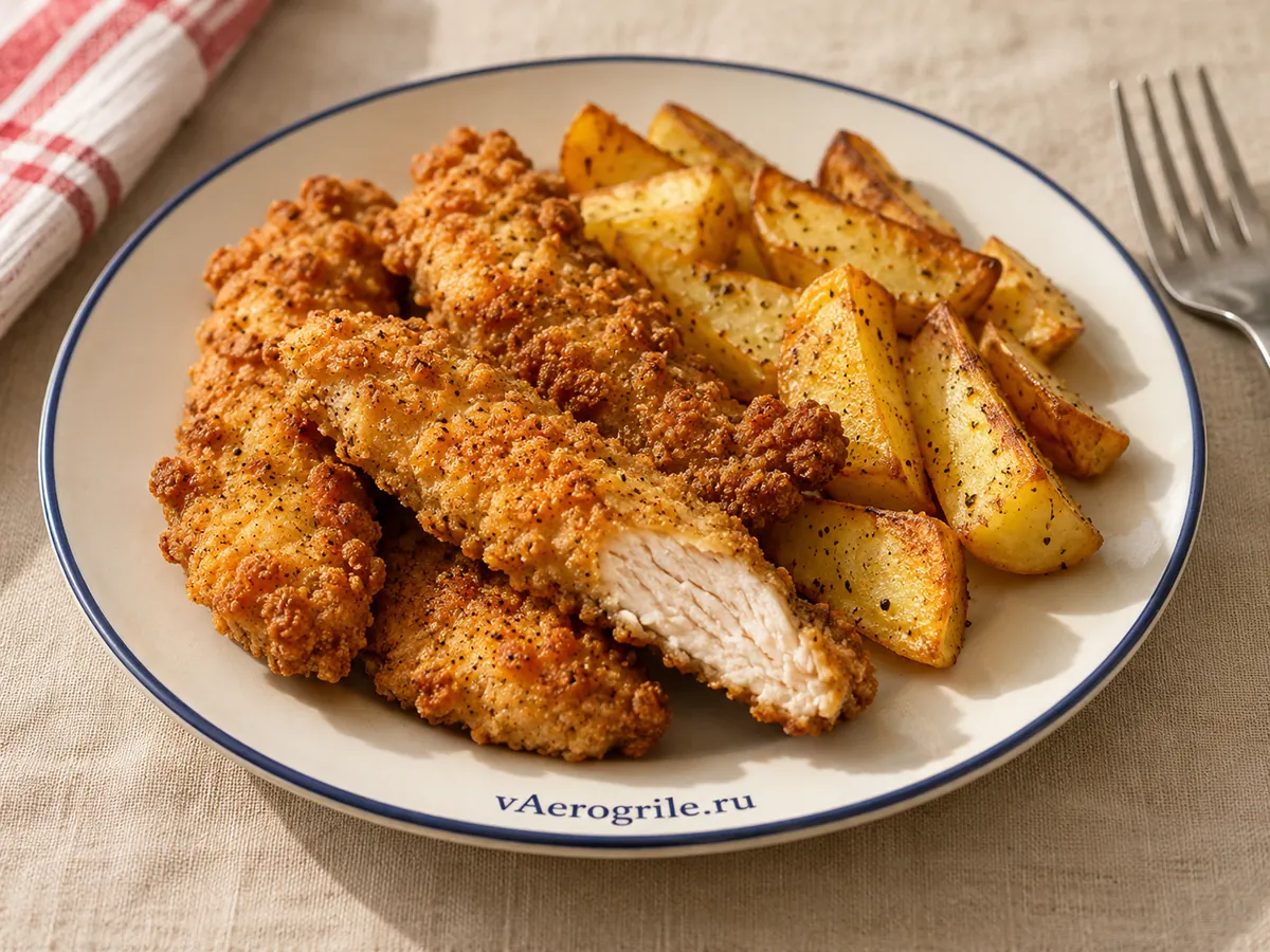 Куриные стрипсы с картошкой