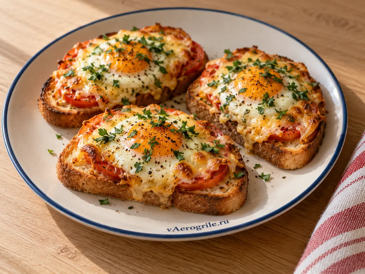 Тосты с сыром, помидором и яйцом