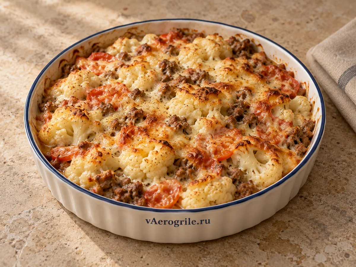 Цветная капуста с сыром и фаршем