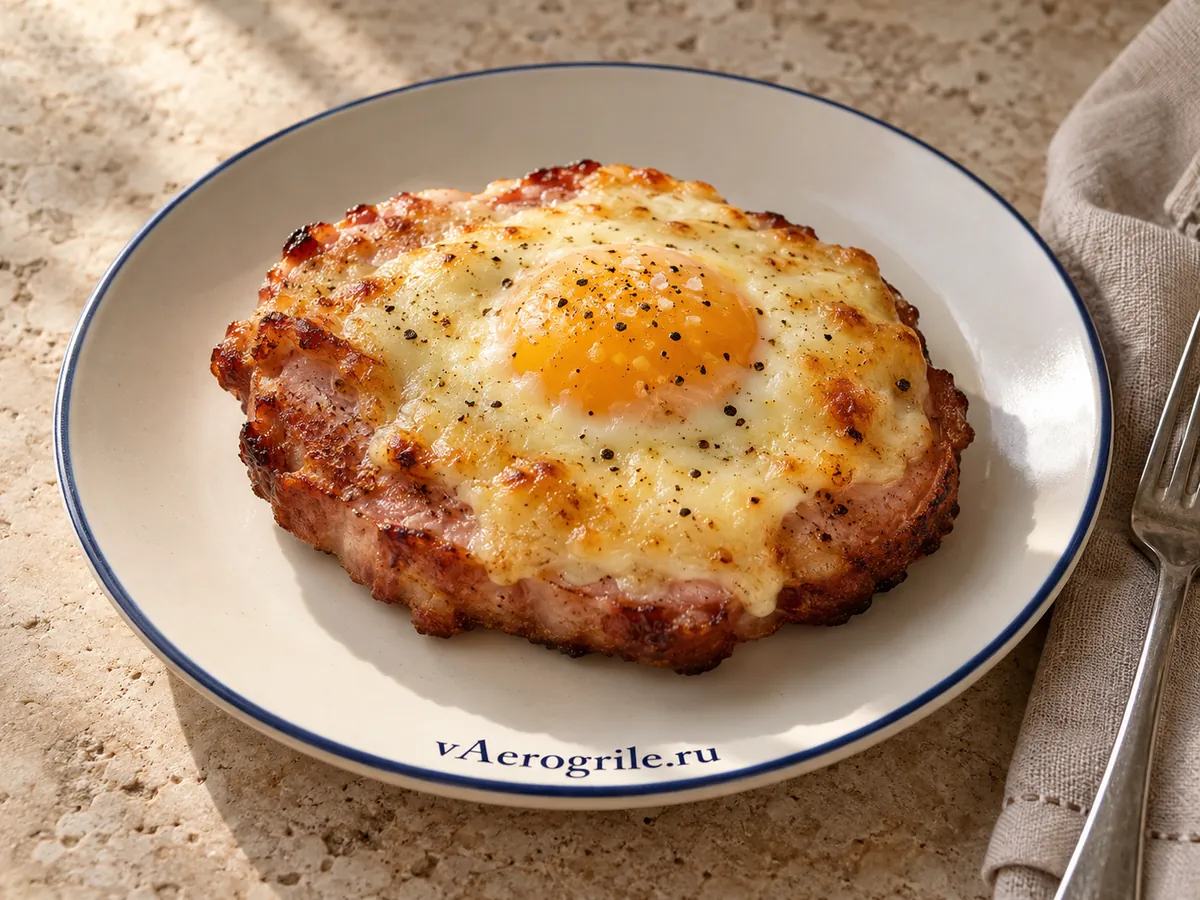 Завтрак из буженины с яйцом и сыром