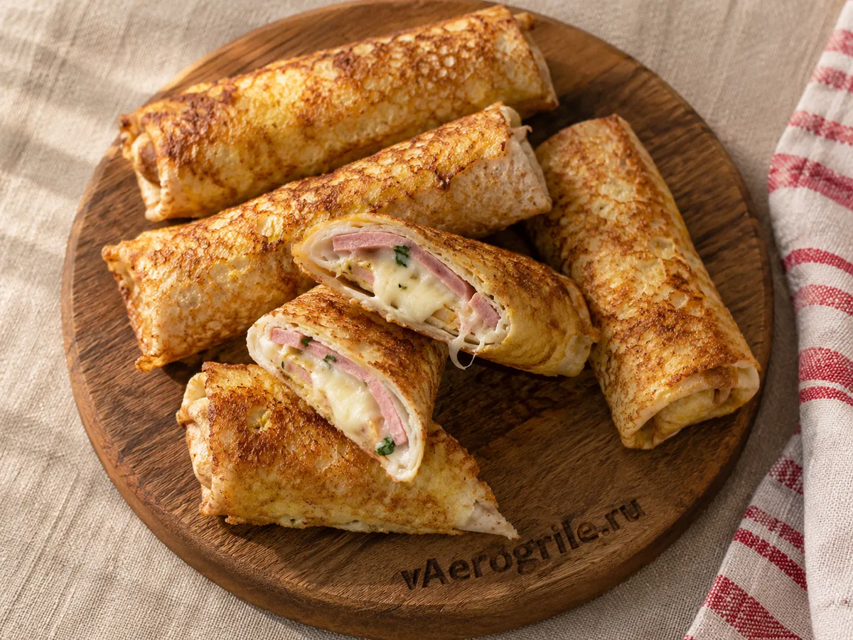 Лаваш с колбасой и сыром в кляре — закуска к чаю