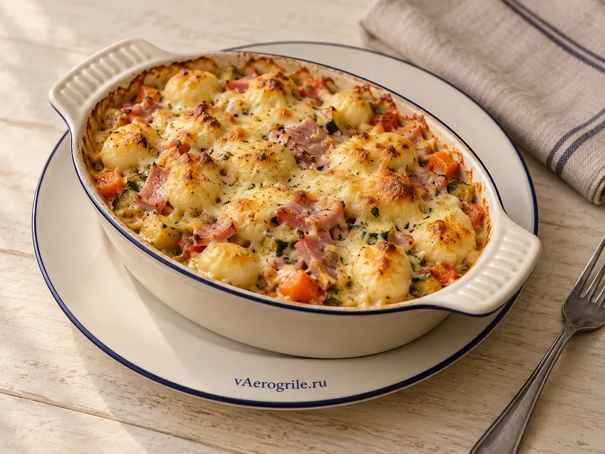Запечённые клёцки с соусом