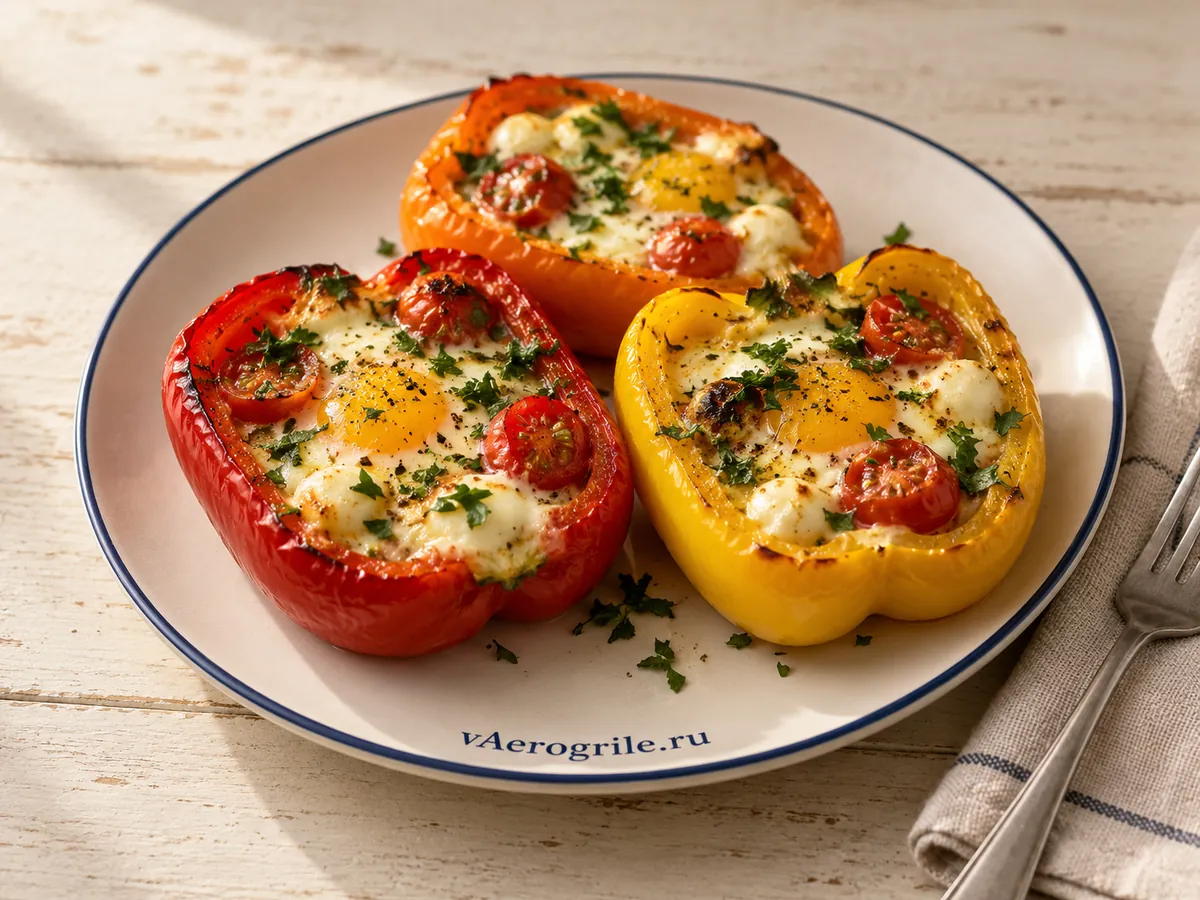 Перцы с яйцом и моцареллой