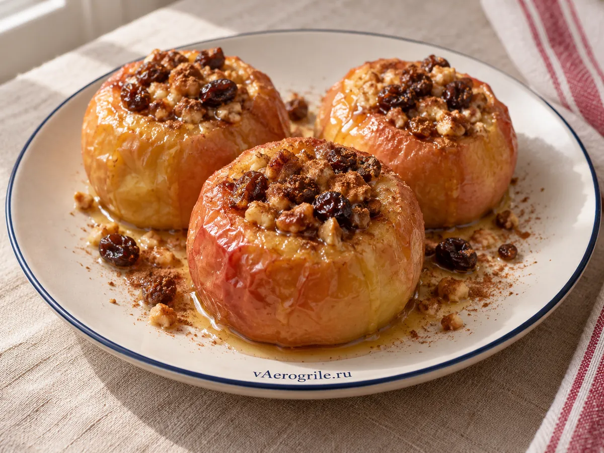 Яблоки с мёдом, орехами и изюмом