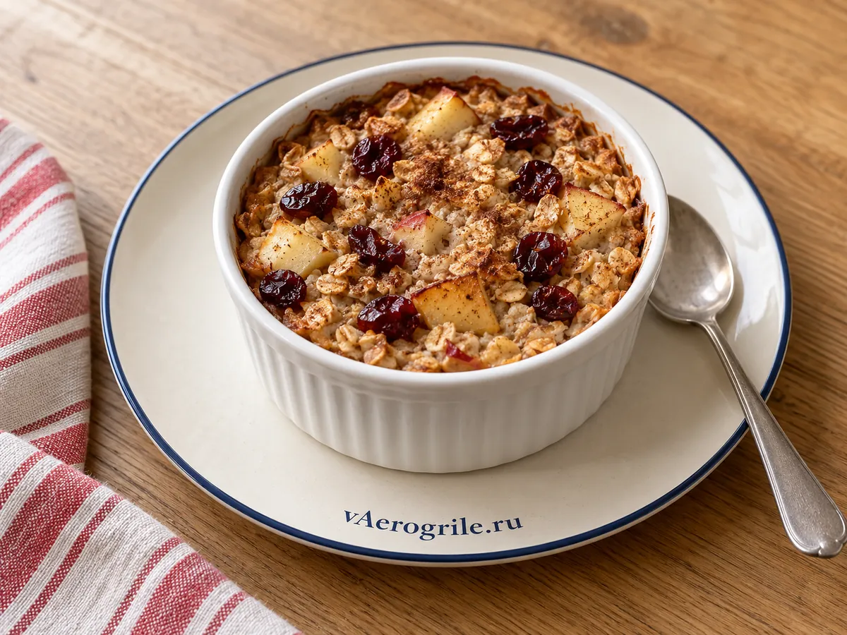 Геркулес с яблоком и клюквой на миндальном молоке