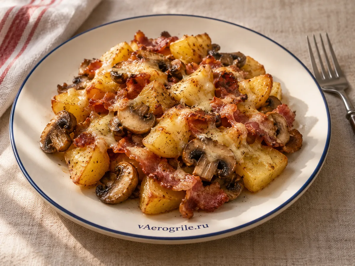 Картофель с грибами и беконом