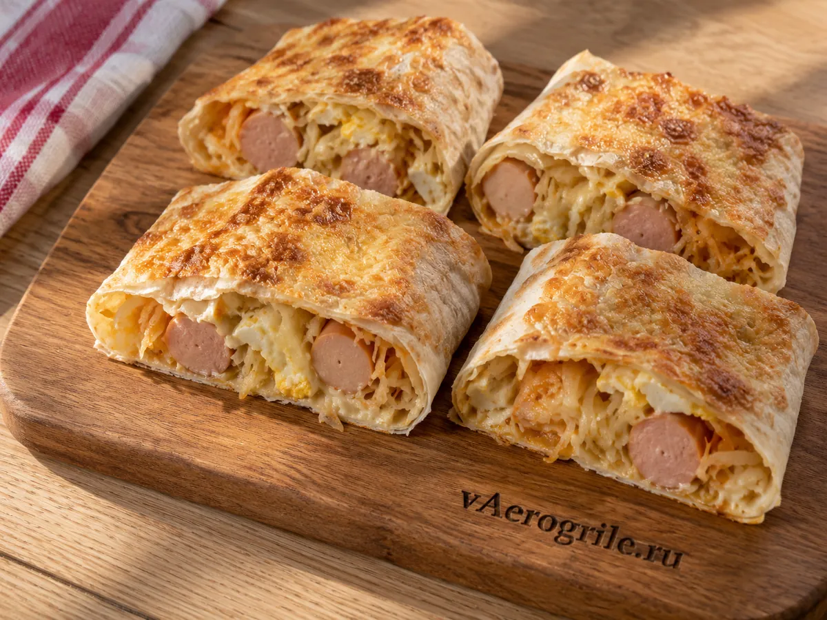 Лаваш с капустой и сосисками