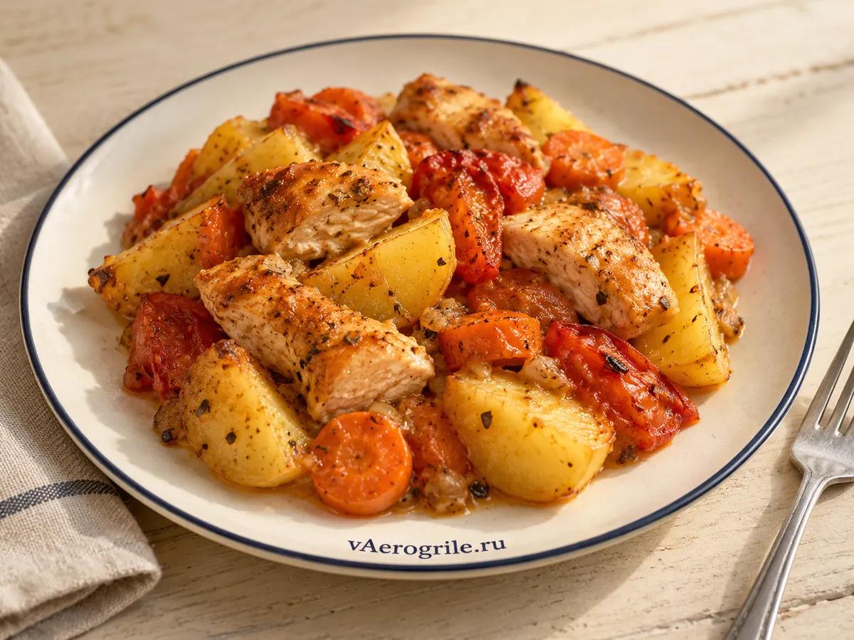 Жаркое из курицы с картошкой и овощами
